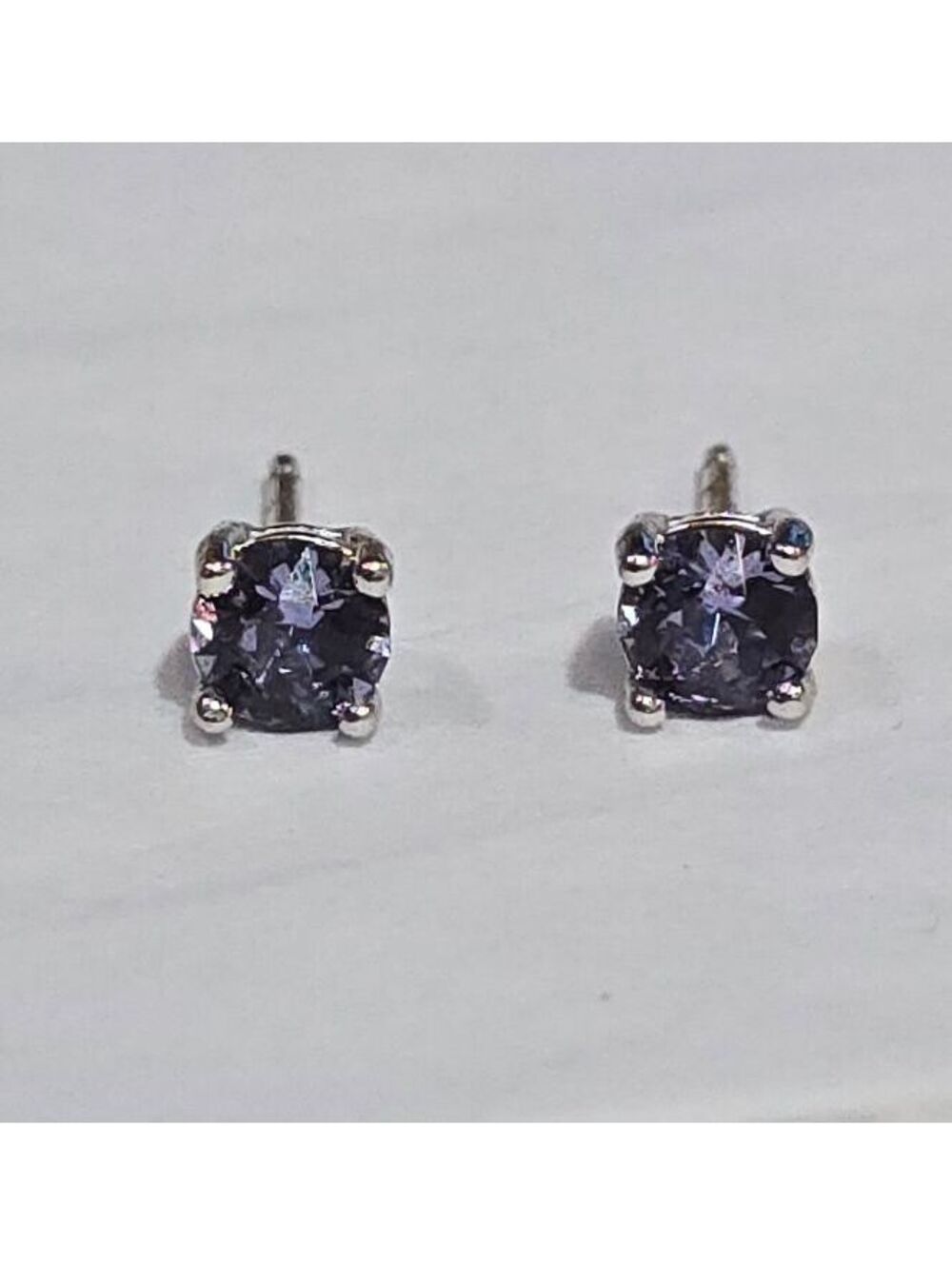 4mm Tanzanite Color Sterling Silver Stud Earrings